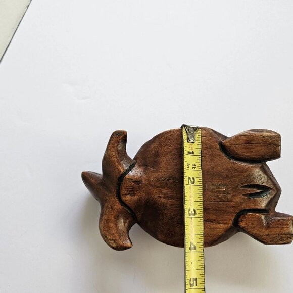 Hand Carved Wooden Sea Turtle Figurine 6" Coastal Nautical Beach Décor Sculpture - Picture 3 of 10